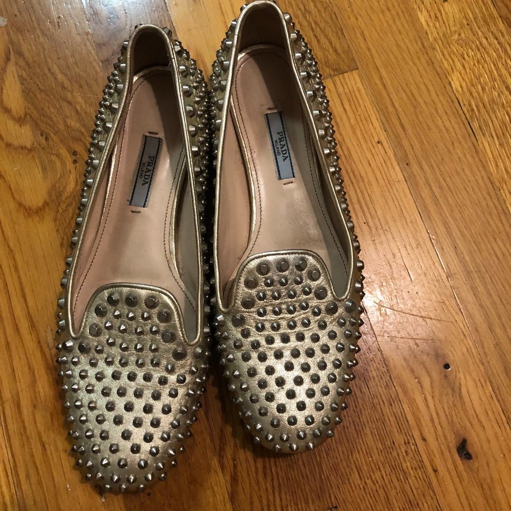 PRADA leather loafers women size 38